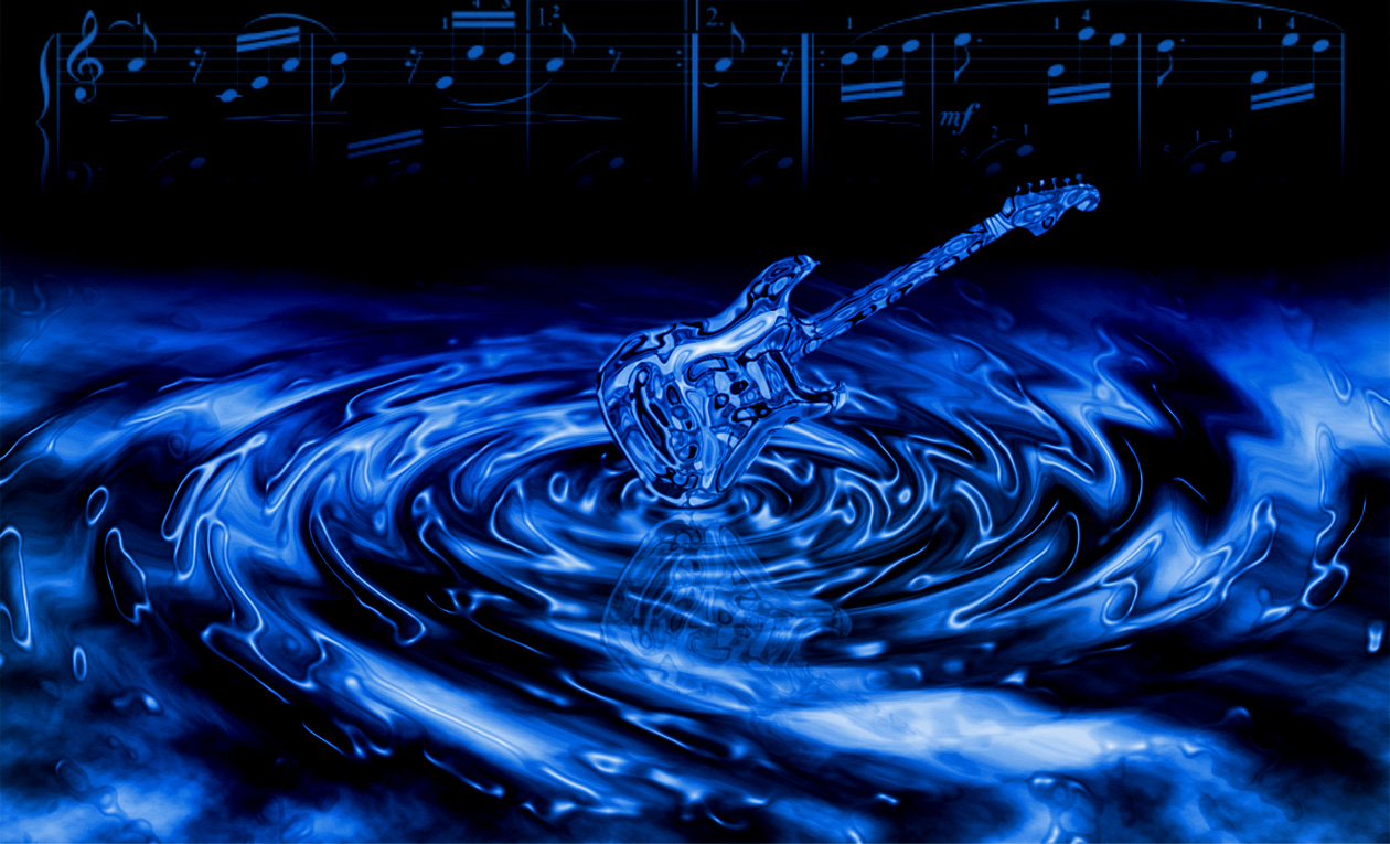 Guitar Wallpaper Blue Water Effect Electric Guitar - Blue Wallpaper Guitar , HD Wallpaper & Backgrounds