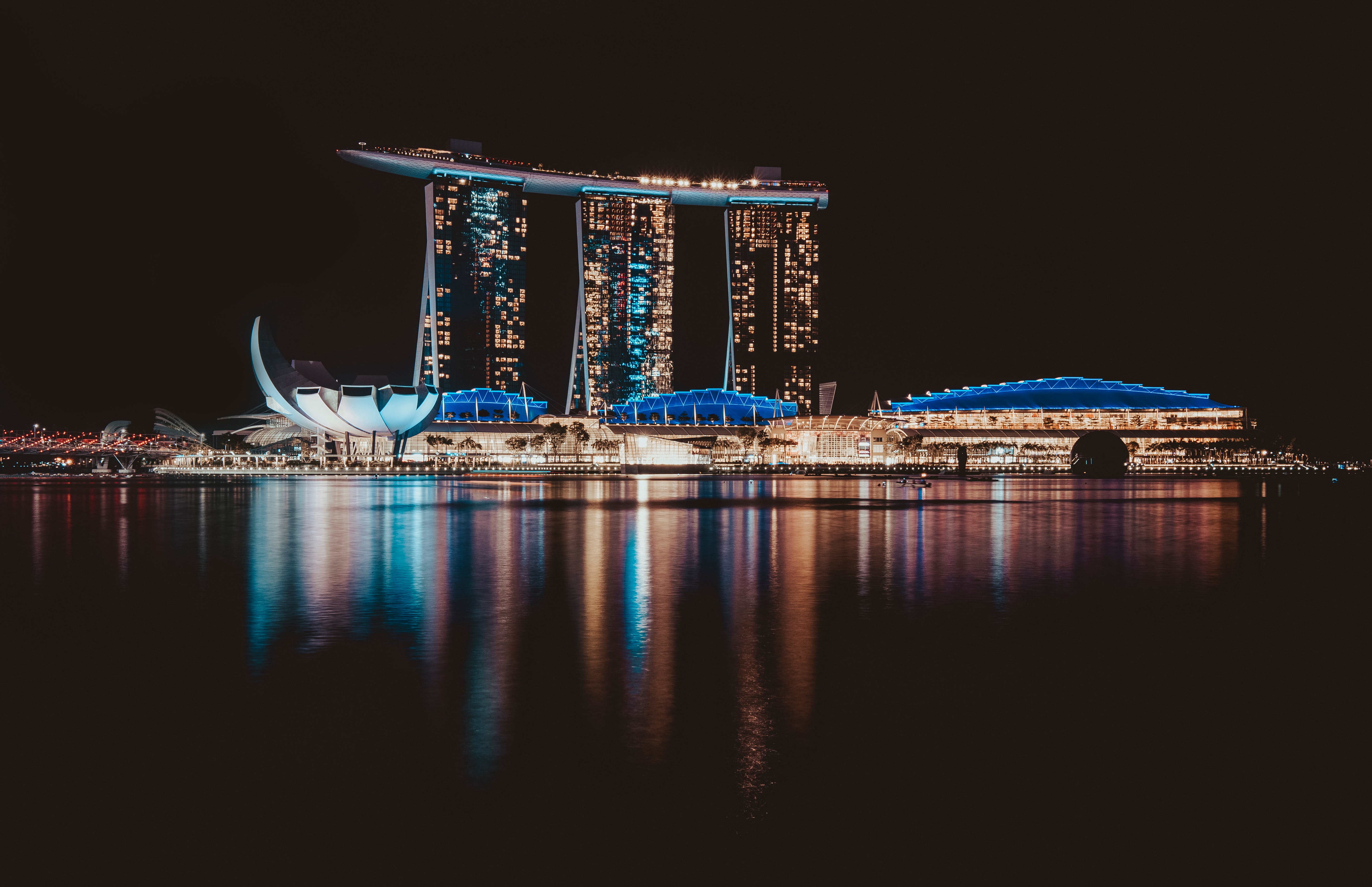 Wallpaper Of Night, Singapore, Water Background & Hd - Merlion Park , HD Wallpaper & Backgrounds