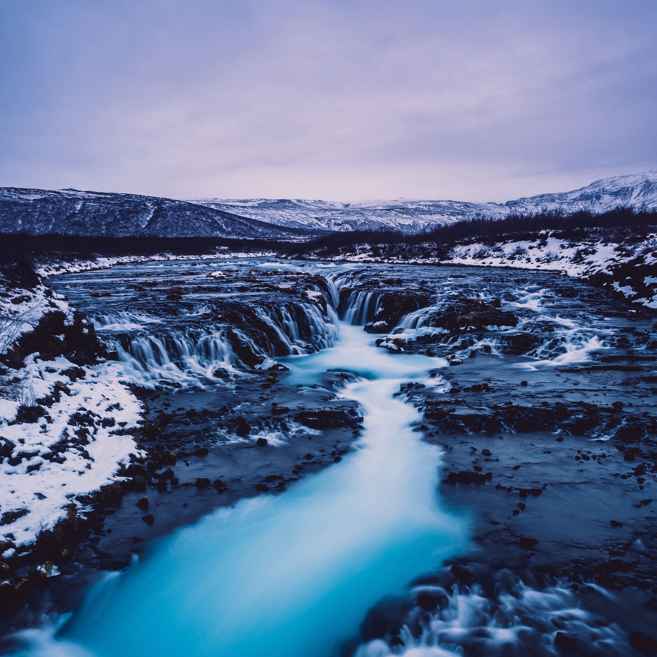 Wallpaper Waterfall, Iceland, Current, Snow - Brúará , HD Wallpaper & Backgrounds