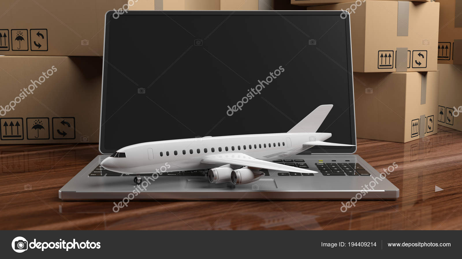 White Airplane With Four Engines And Moving Boxes On - Stock Photography , HD Wallpaper & Backgrounds