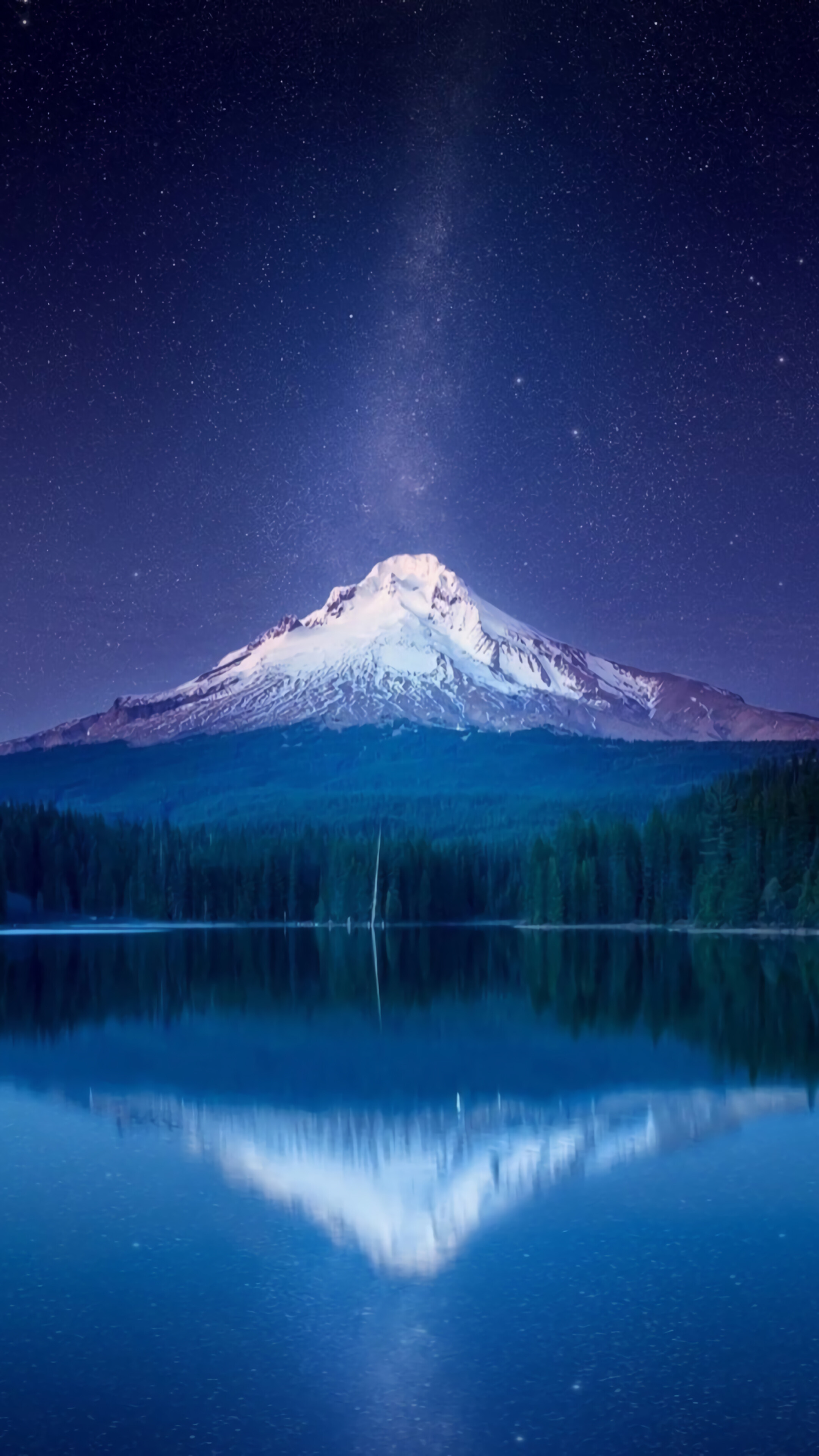 Mountain, Landscape, Lake, Scenery, Night, Sky, Stars, - Mt. Hood National Forest , HD Wallpaper & Backgrounds