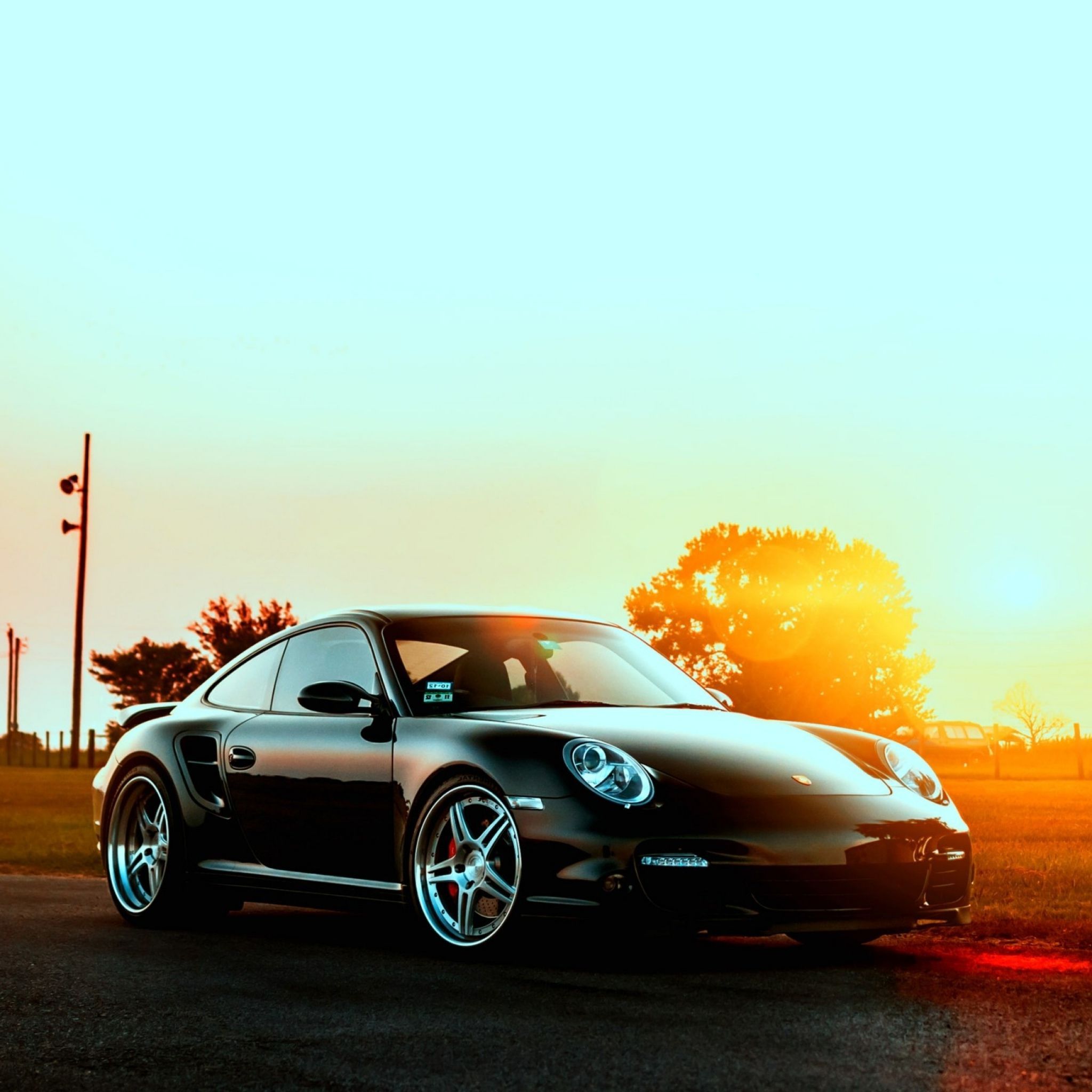 New Porsche Ipad Photos And Pictures, Porsche Ipad - Black Car Sunset , HD Wallpaper & Backgrounds