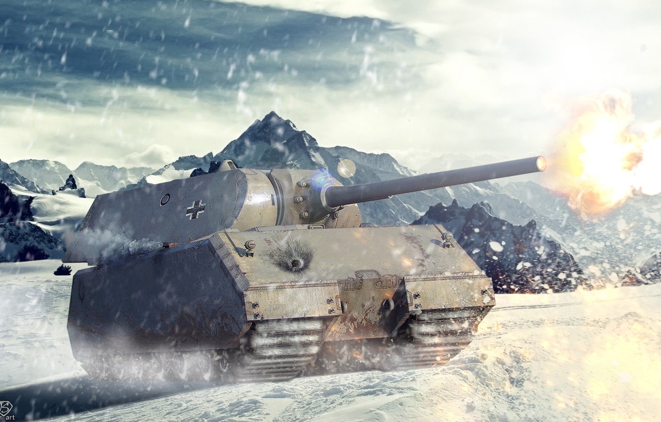 Photo Wallpaper Winter, Snow, Mountains, Weapons, Game, - World Of Tanks Wallpaper Mouse , HD Wallpaper & Backgrounds
