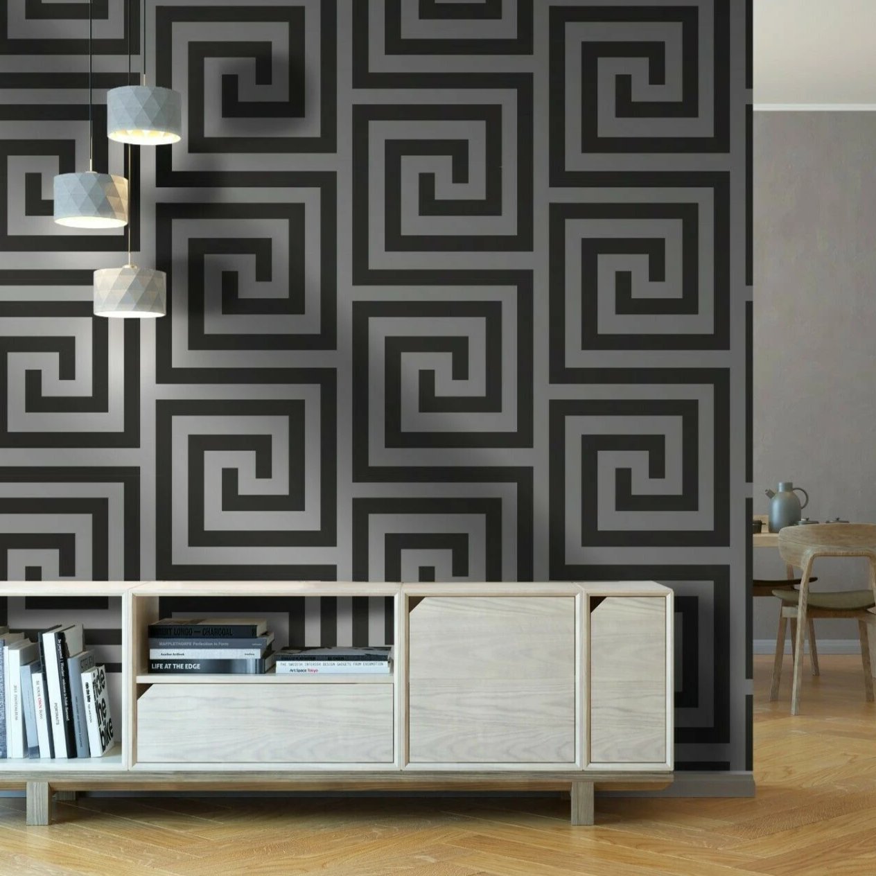 Athena Black/silver Wallpaper - Versace Greek Key Wallpaper Pewter , HD Wallpaper & Backgrounds
