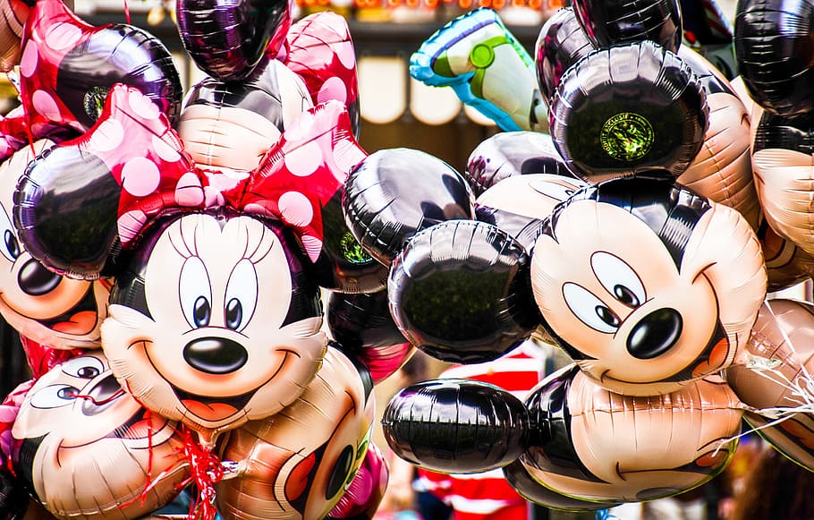 Minnie Mouse And Mickey Mouse Balloons, Disney, Happy, - Ballon Disneyland Minnie , HD Wallpaper & Backgrounds