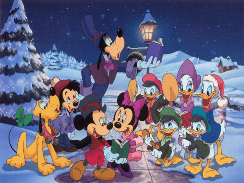 Disney Wallpapers Art Prints Disney Desktop Wallpapers - Mickey Mouse Singing Christmas Carols , HD Wallpaper & Backgrounds