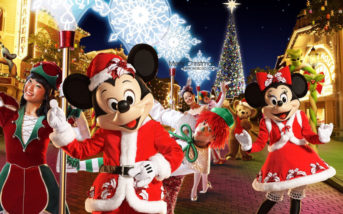 Mickey Mouse On Christmas - Hong Kong Disneyland Merry Christmas , HD Wallpaper & Backgrounds