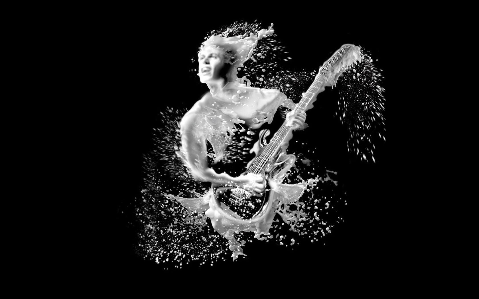 Rock Music Wallpaper - Black Guitar Wallpaper Hd , HD Wallpaper & Backgrounds