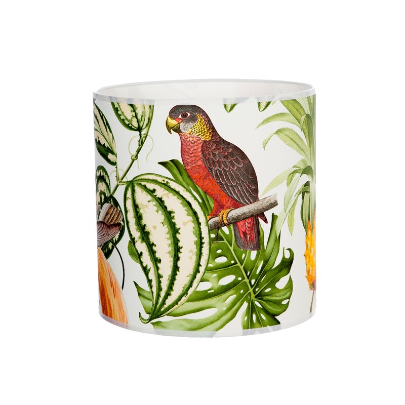 Tropical Bird Wallpaper Cotton Drum Shade - Tapete Jungle Papagei , HD Wallpaper & Backgrounds