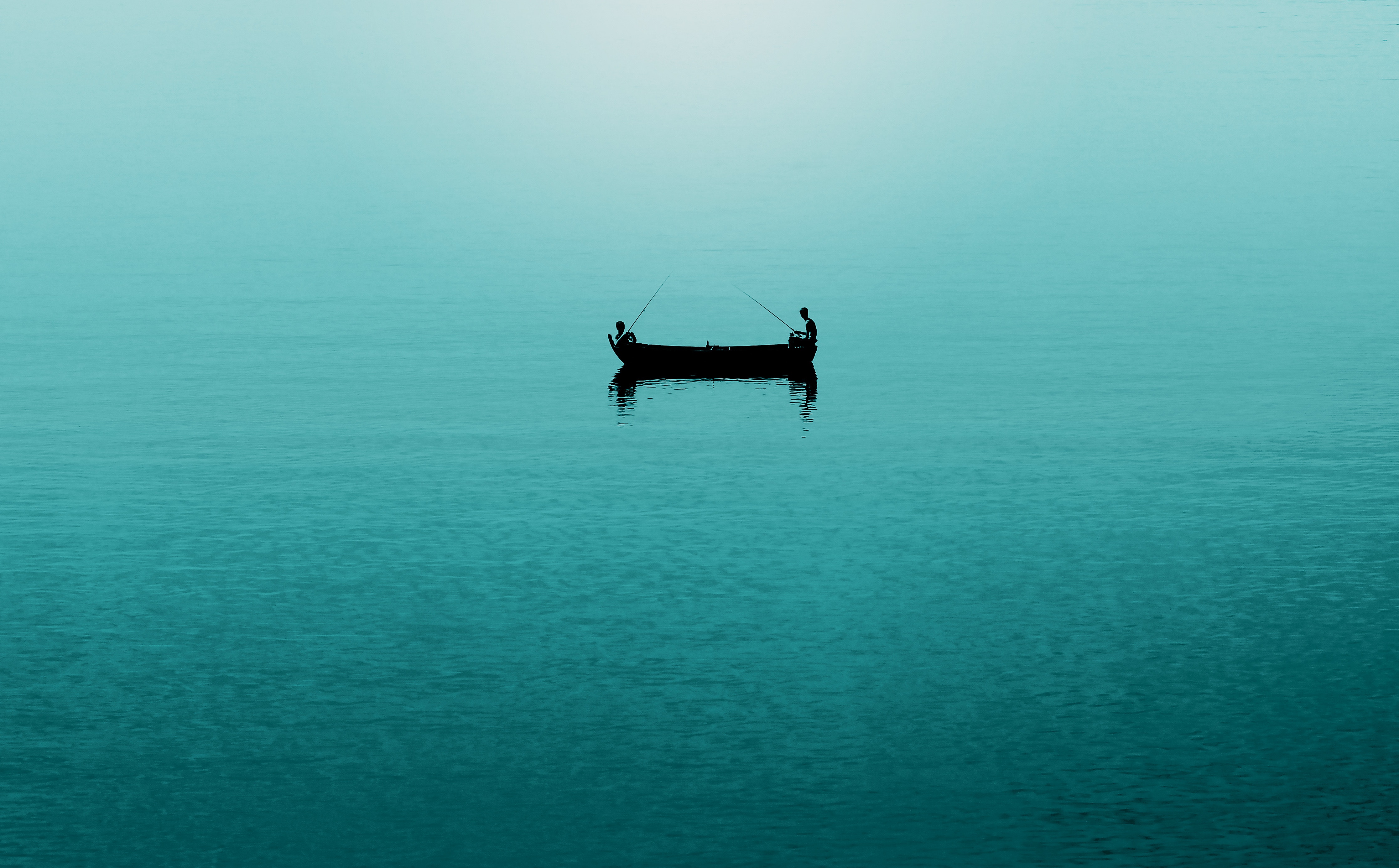 Wallpaper Sea, Fishermen, Boat, Fishing, Minimalism - Barco En Un Lago , HD Wallpaper & Backgrounds