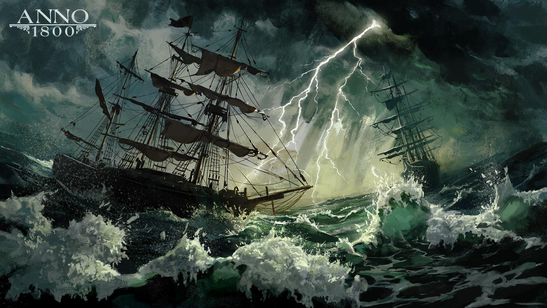 Ship Sailing In Storm , HD Wallpaper & Backgrounds