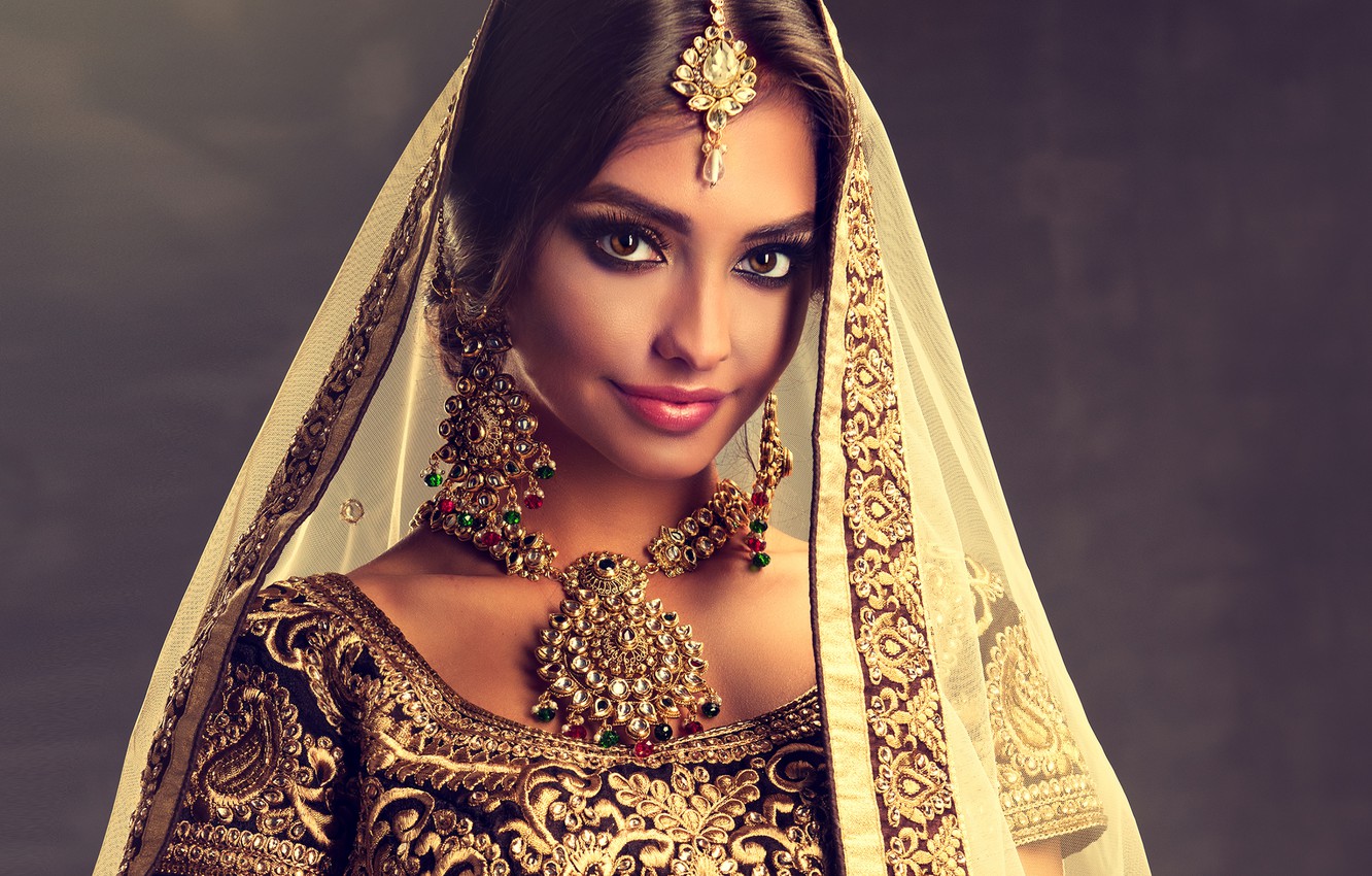 Photo Wallpaper Girl, Style, Portrait, Decoration, - Indian Woman Dressed Up , HD Wallpaper & Backgrounds