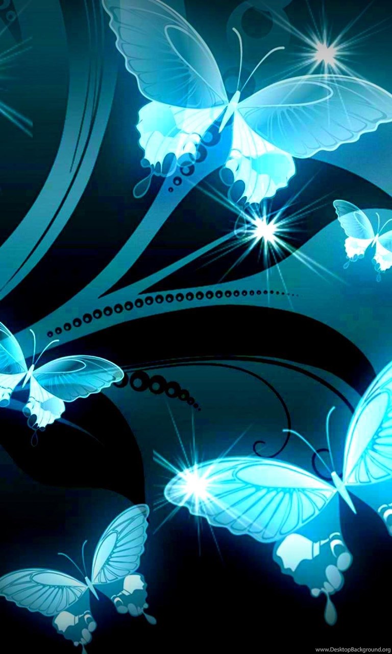 Sparkle Blue Butterflies Wallpaper - Green Butterfly Background Design , HD Wallpaper & Backgrounds