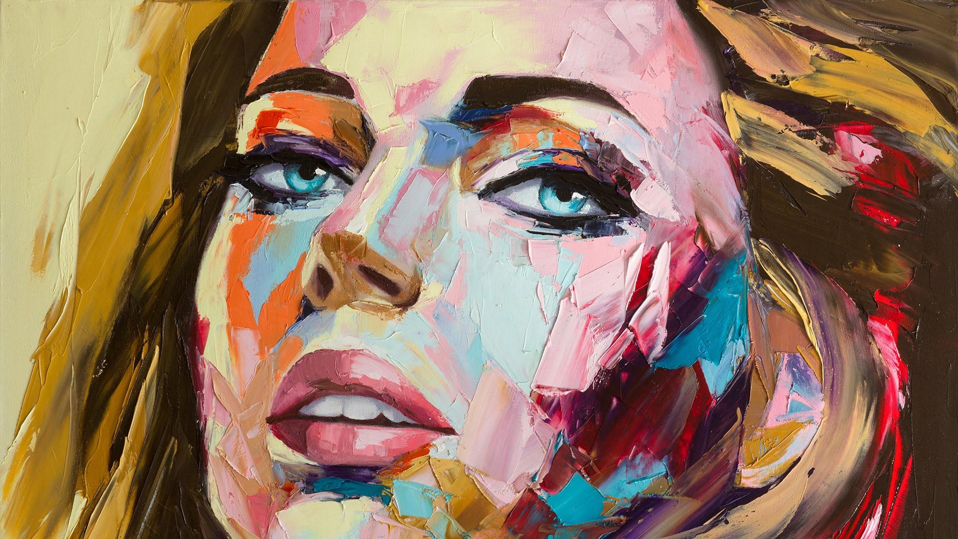 Face Of Decided Woman Painting Wallpaper Wallpaper - Canvas Abstract Face Painting , HD Wallpaper & Backgrounds