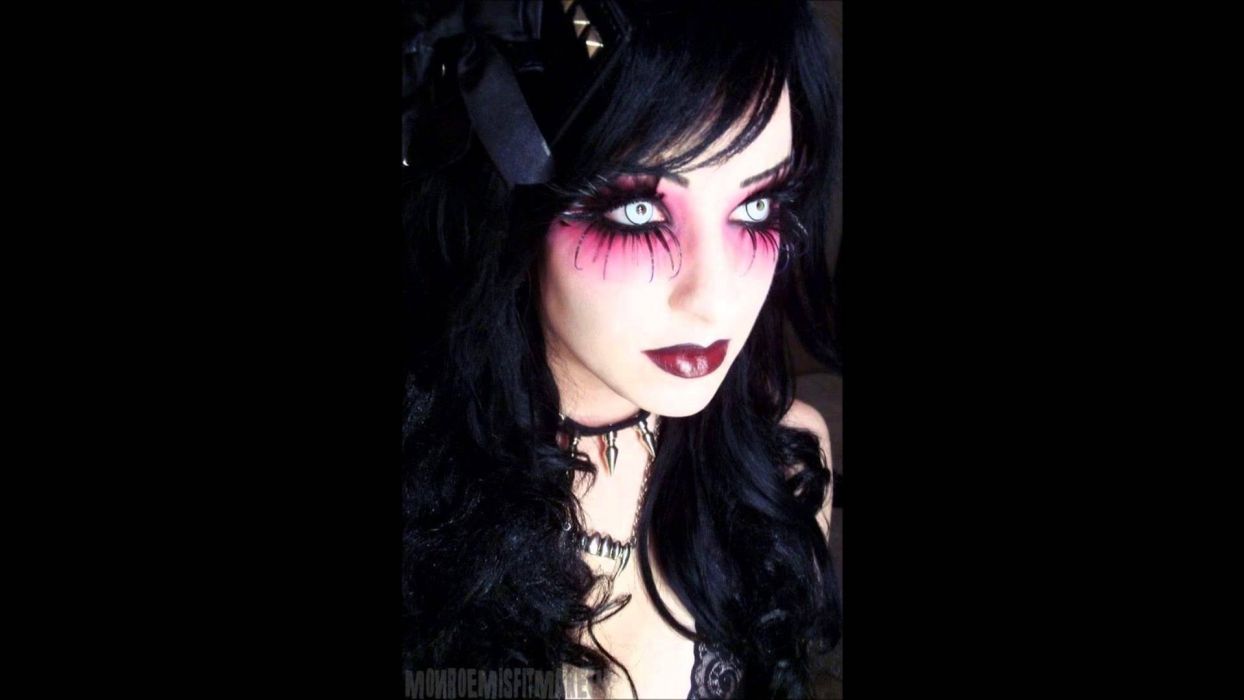 Dark Emo Gothic Fetish Girl Girls Vampire Cyber Goth - Halloween Makeup White Eyes , HD Wallpaper & Backgrounds