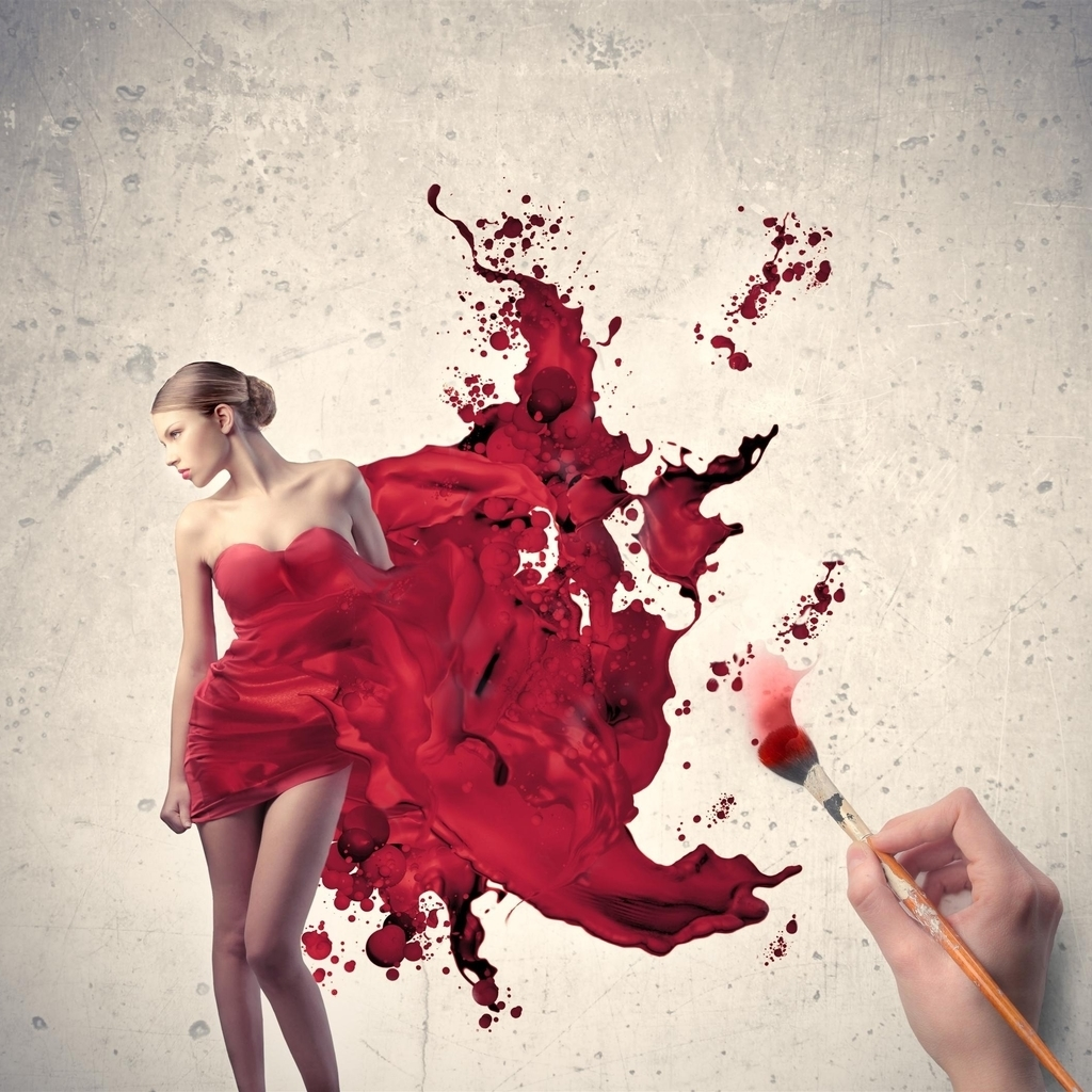 Woman In Red Dress Art , HD Wallpaper & Backgrounds