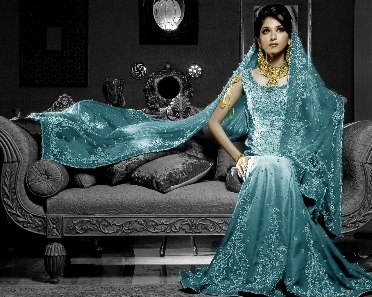 Indian Wedding Dress Hd Wallpaper - Teal Asian Wedding Dresses , HD Wallpaper & Backgrounds
