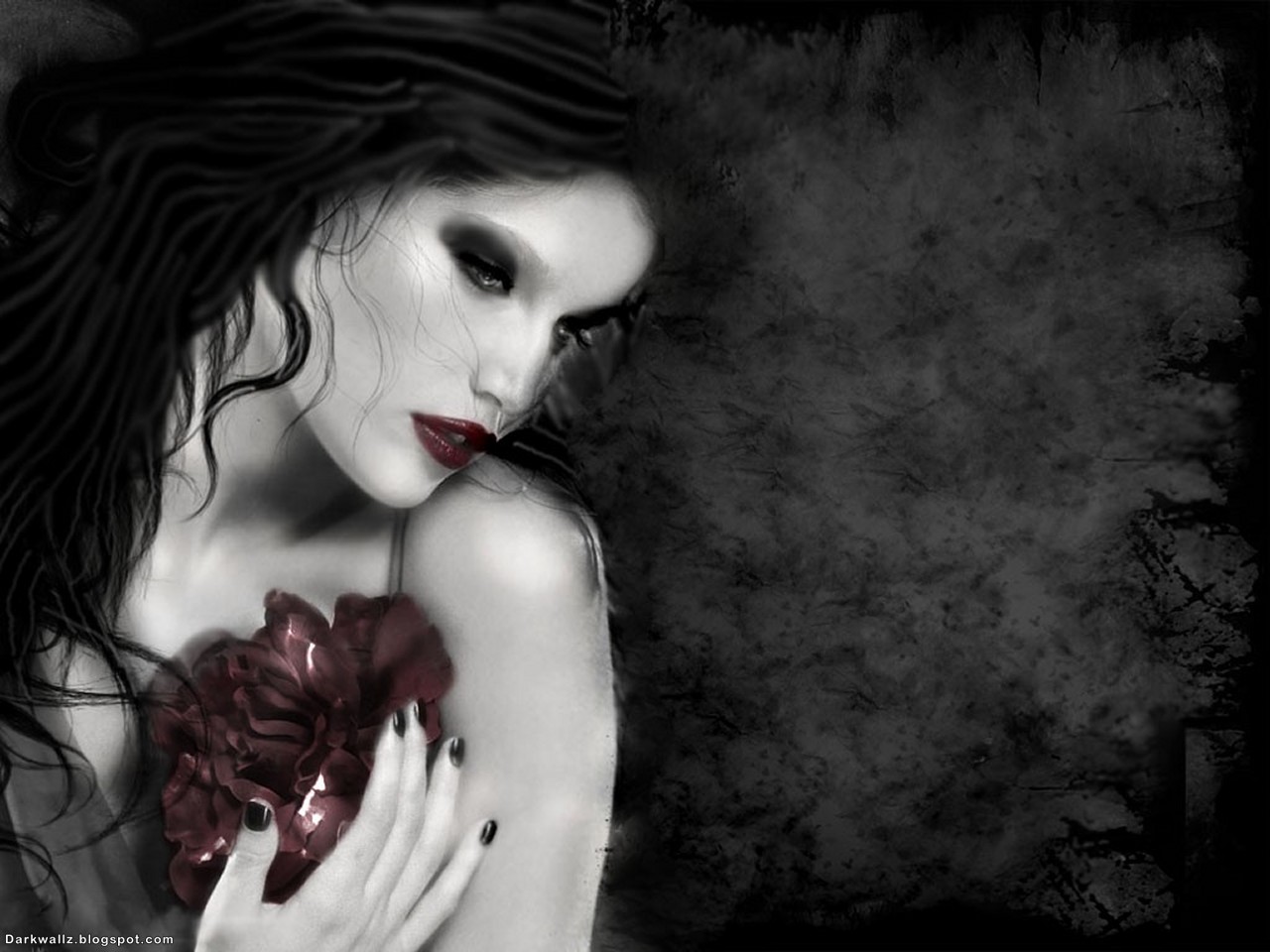 Dainty Gothic Girl - Women Holding A Rose , HD Wallpaper & Backgrounds