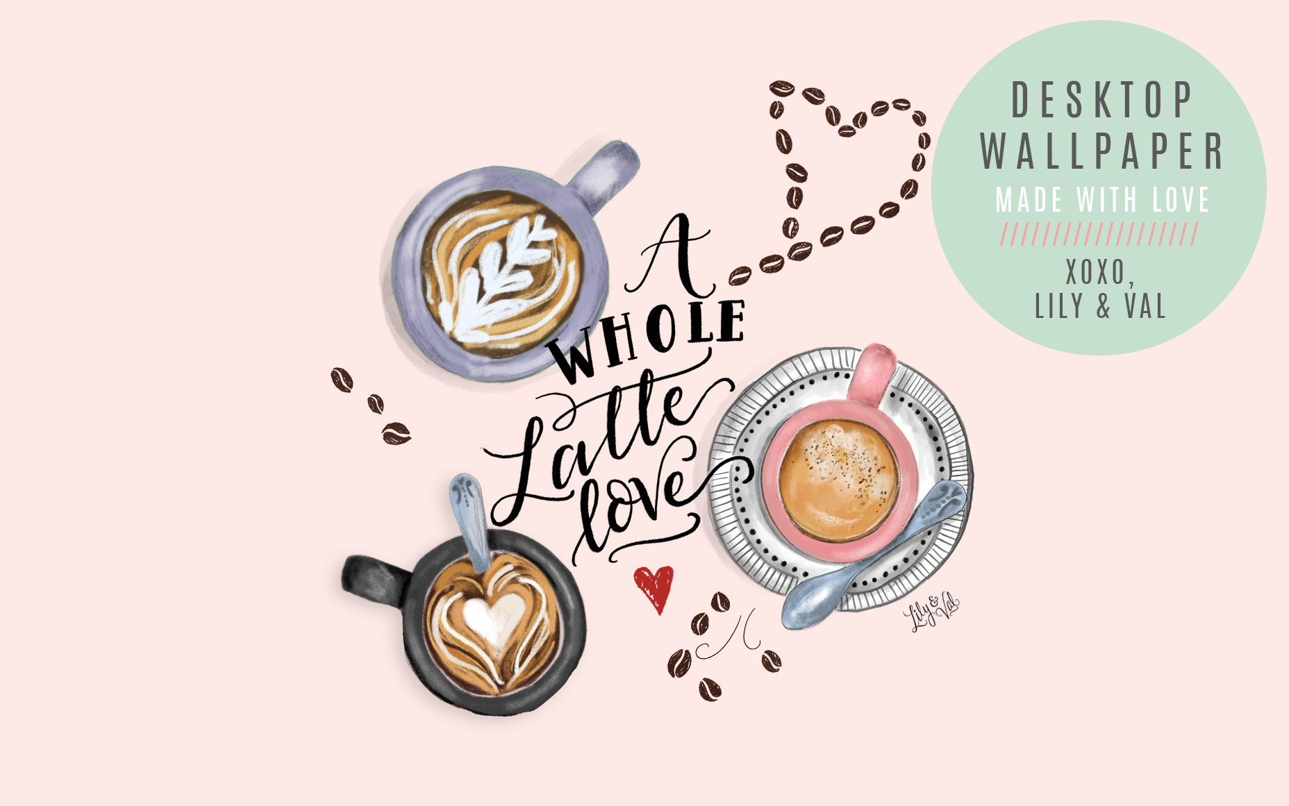 Hand Illustrated Coffee Art For Desktop Wallpaper - Desktop Wallpaper Coffee , HD Wallpaper & Backgrounds