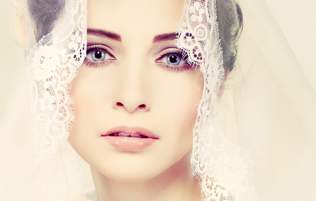 Photo Wallpaper Veil, Wedding Dress, Pretty Woman - Невеста Лицо , HD Wallpaper & Backgrounds