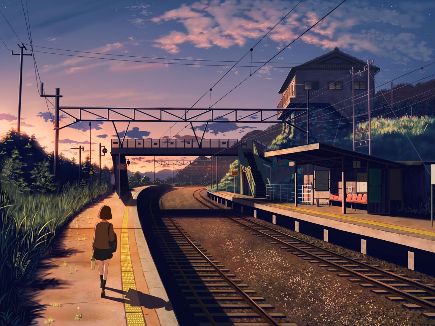 Anime Train Scenery , HD Wallpaper & Backgrounds