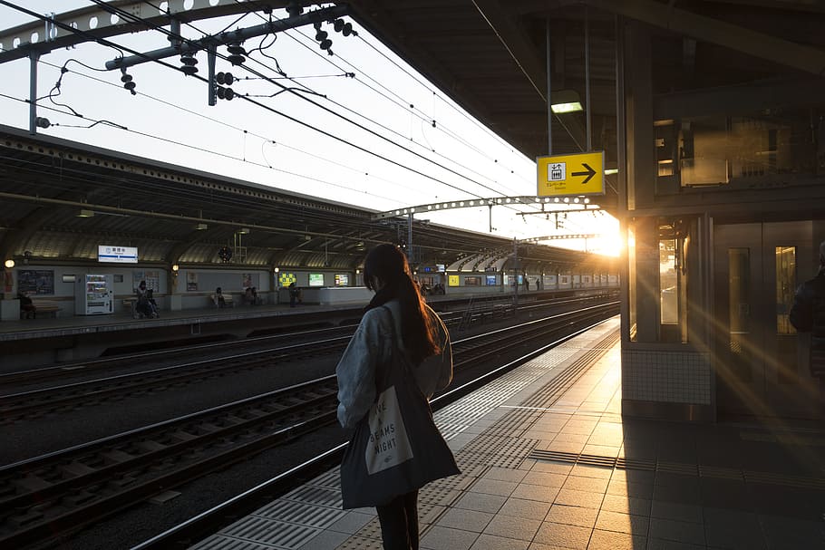 Woman Standing Beside Railway, Japan, Train Station, , HD Wallpaper & Backgrounds