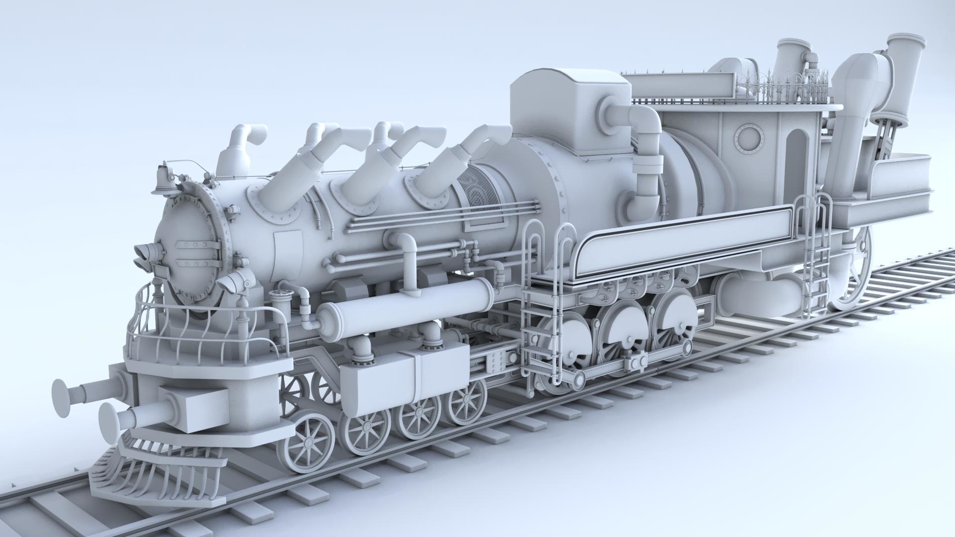 Steampunk Live Wallpaper - Rail Engine 3d Model , HD Wallpaper & Backgrounds
