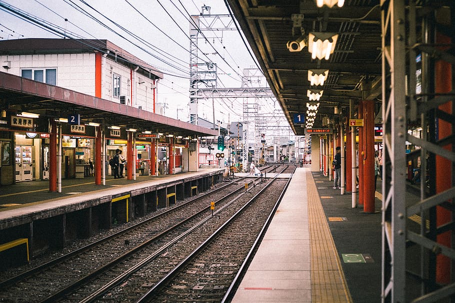 Train, Station, Japan, Rail, Street, Track, Rail Transportation, - Japan Train And Railway Station , HD Wallpaper & Backgrounds