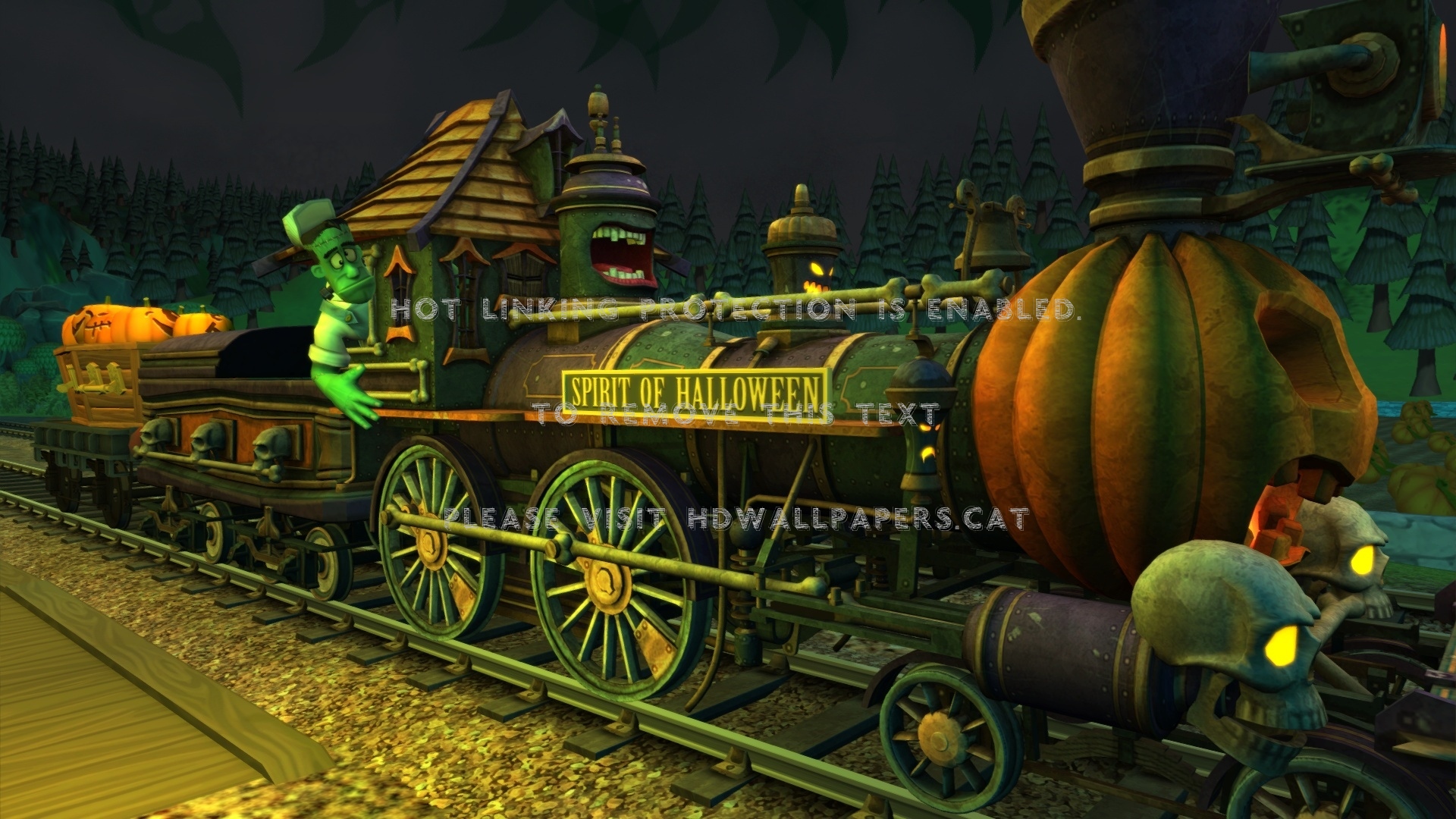 Spirit Of Halloween Train Pumpkins Jack 3d - Monster Steam Engine , HD Wallpaper & Backgrounds