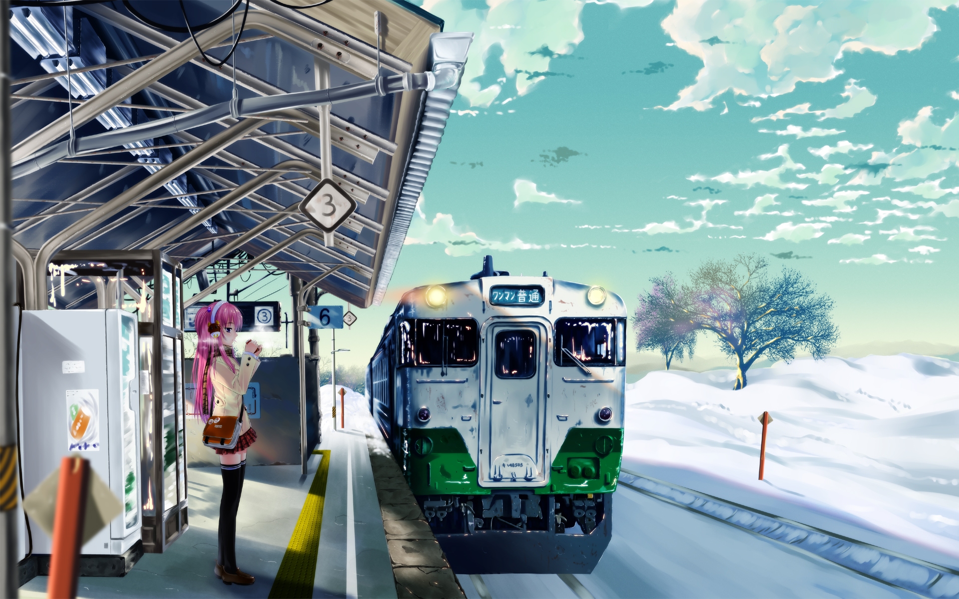 Wallpaper - Snowy Train Station Anime , HD Wallpaper & Backgrounds