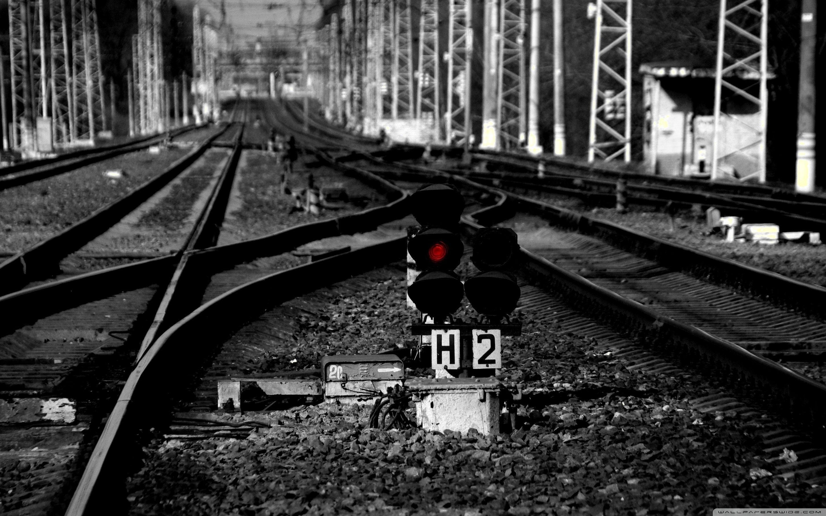 Railway Tracks Black And White , HD Wallpaper & Backgrounds