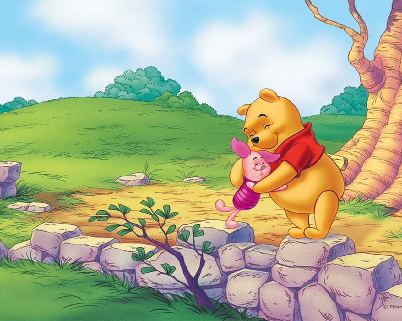 Winnie The Pooh Wallpaper Android Phones Wallpaper - Winnie The Pooh And Piglet Hugging , HD Wallpaper & Backgrounds