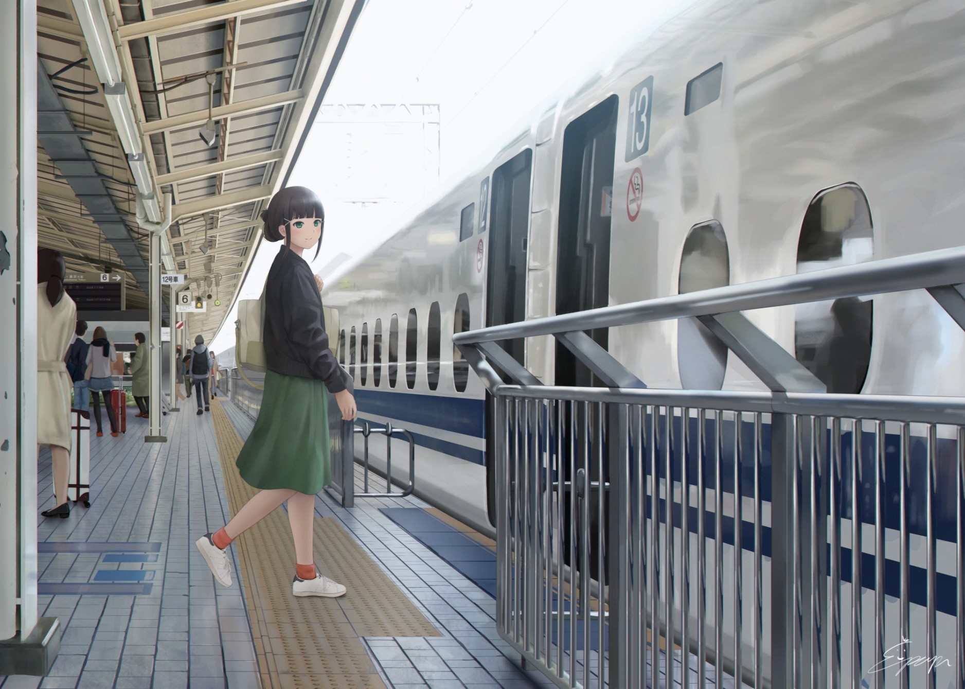 Love Live, Kurosawa Dia, Train Station, Green Eyes, - Slice Of Life Green Eyes , HD Wallpaper & Backgrounds