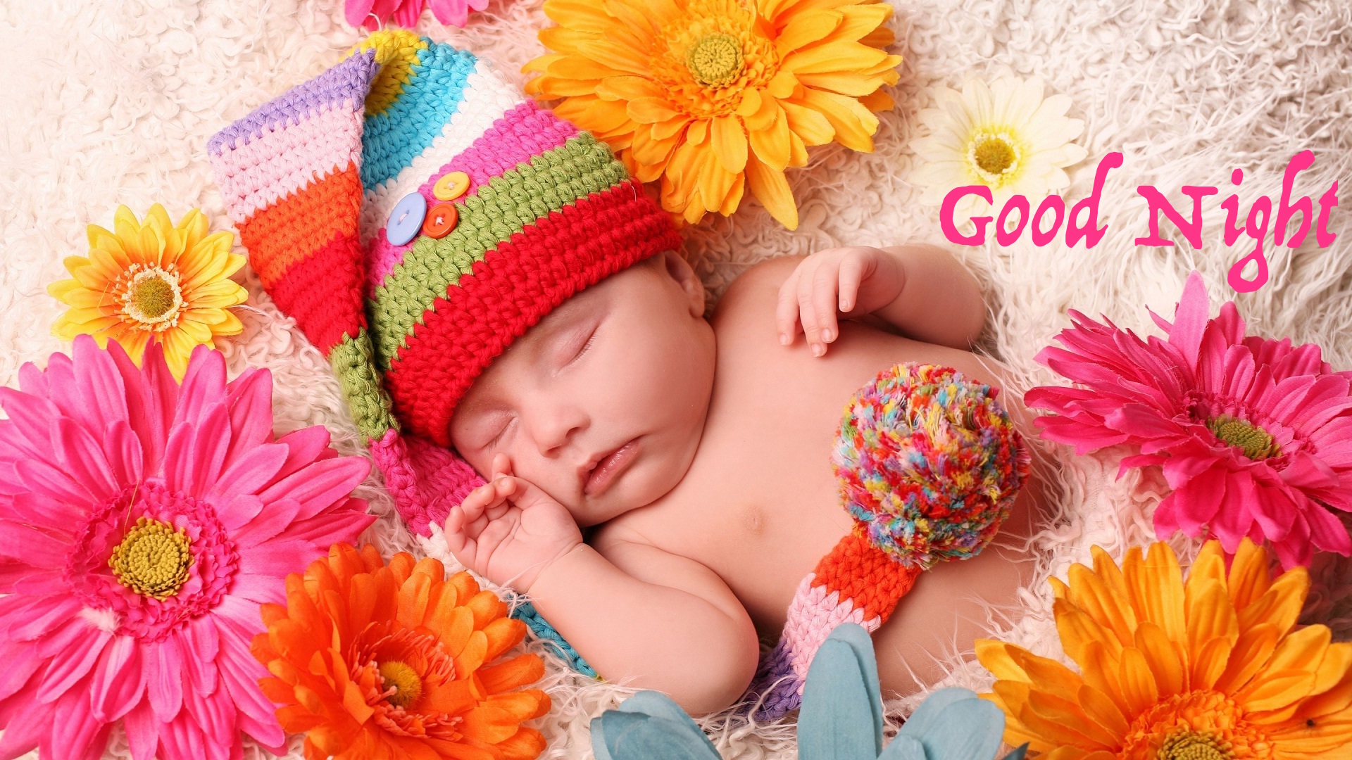 Good Night Baby Flowers Bed Image - Hd Flowers Good Night , HD Wallpaper & Backgrounds