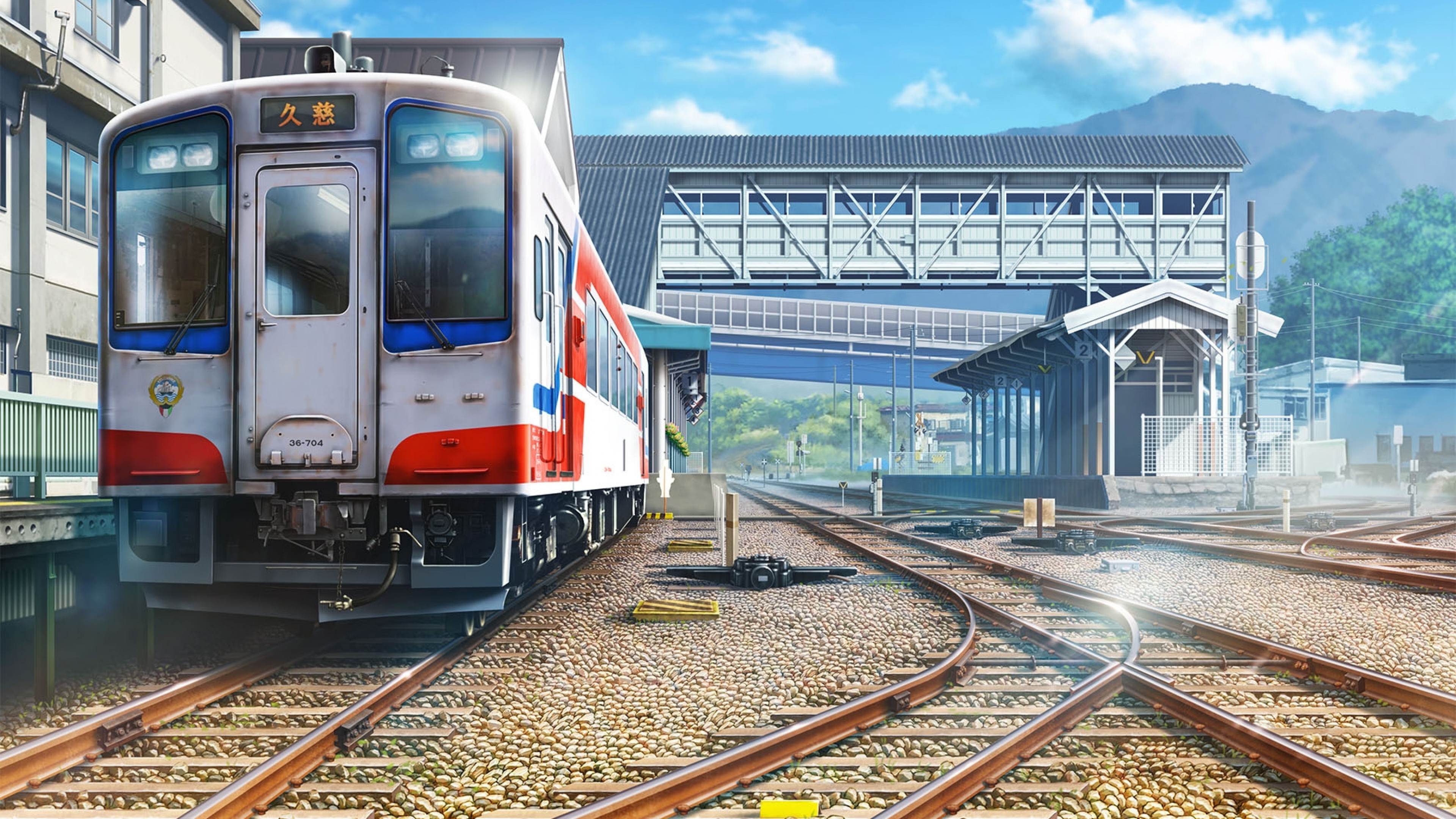 Anime Train Station, Railway, Clouds, Urban, Scenic - Track , HD Wallpaper & Backgrounds