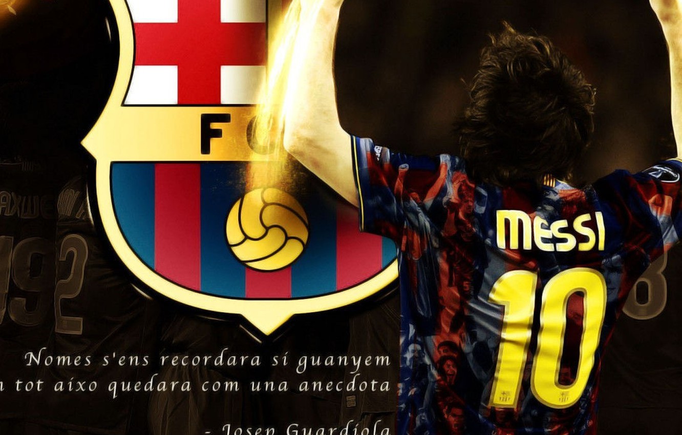 Photo Wallpaper Wallpaper, Sport, Logo, Football, Lionel - Lionel Messi Logo Fc Barcelona , HD Wallpaper & Backgrounds