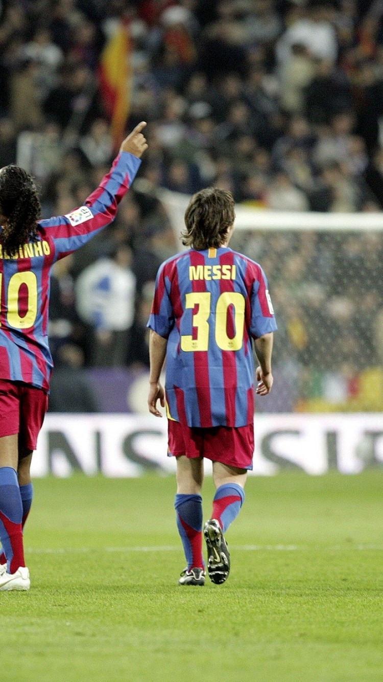 Fc Barcelona Wallpaper Iphone - Lionel Messi Y Ronaldinho , HD Wallpaper & Backgrounds