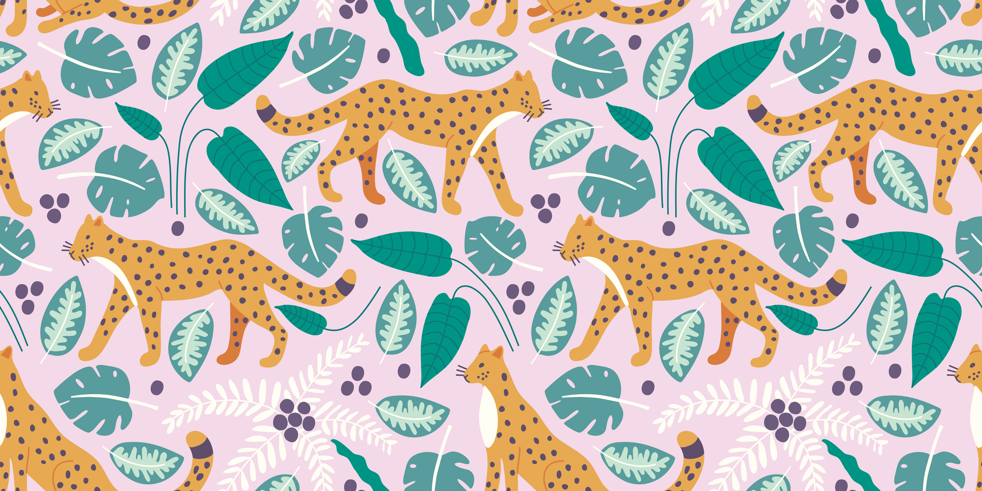 Wildlife Treasures Leopards Pink Mural Wallpaper - Motif , HD Wallpaper & Backgrounds