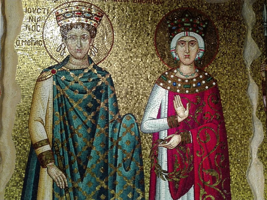 Mosaic, Byzantine, King, Queen, Museum, Heritage, Humanity, - Byzantine King And Queen , HD Wallpaper & Backgrounds