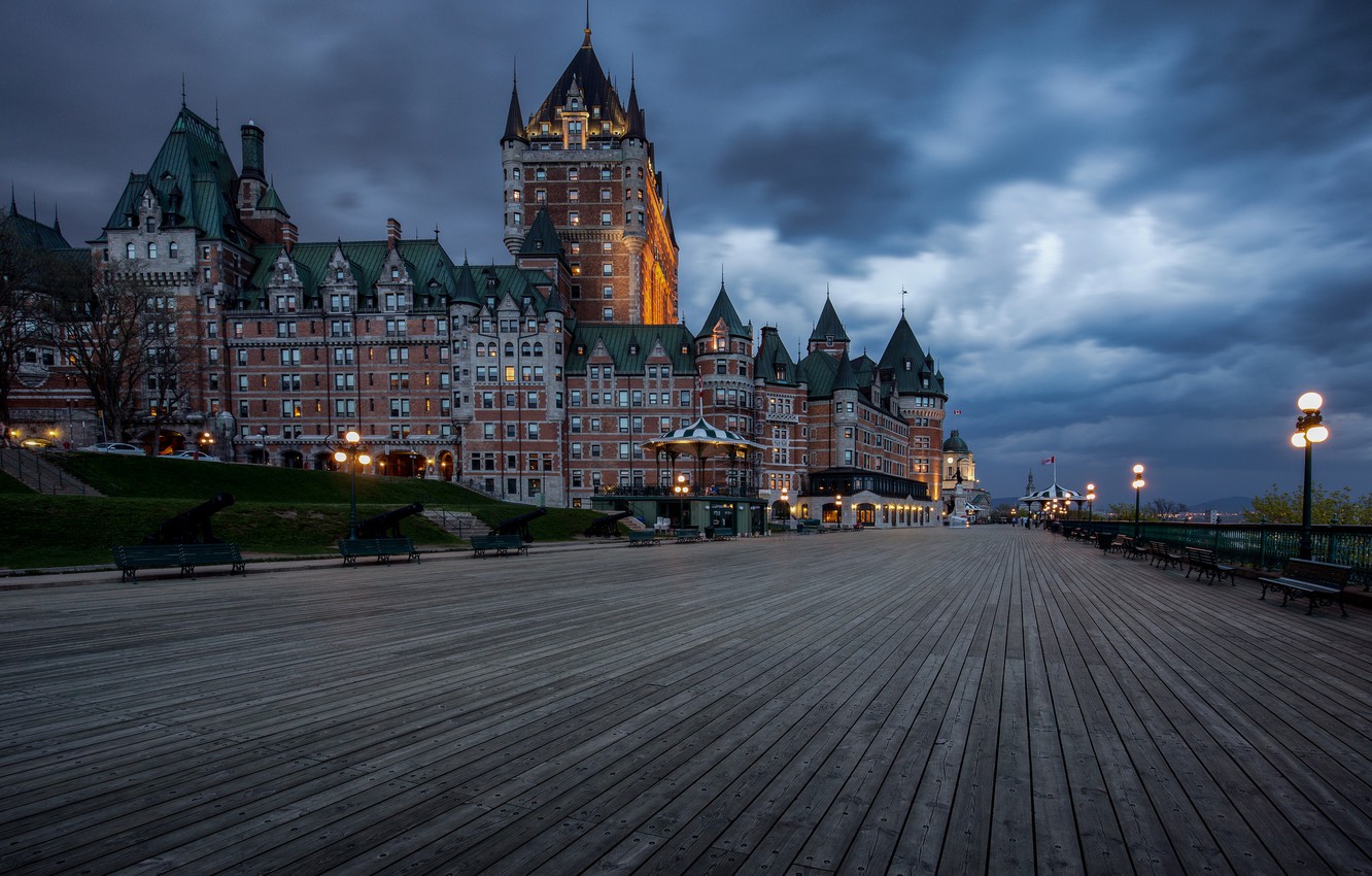 Photo Wallpaper Lights, The Evening, Canada, Quebec, - Château Frontenac , HD Wallpaper & Backgrounds