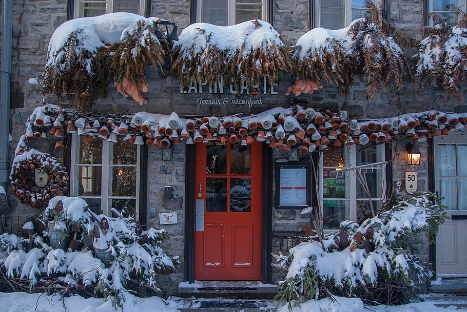 Québec, Old Town, Facade, Snow Time, Cold Temperature, - Rue Du Petit Champlain Quebec City Christmas , HD Wallpaper & Backgrounds