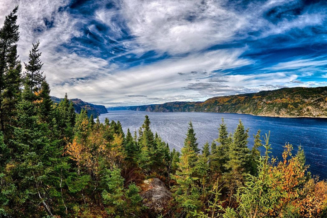 River Trees Quebec Canada Landscape Lake River Autumn , HD Wallpaper & Backgrounds