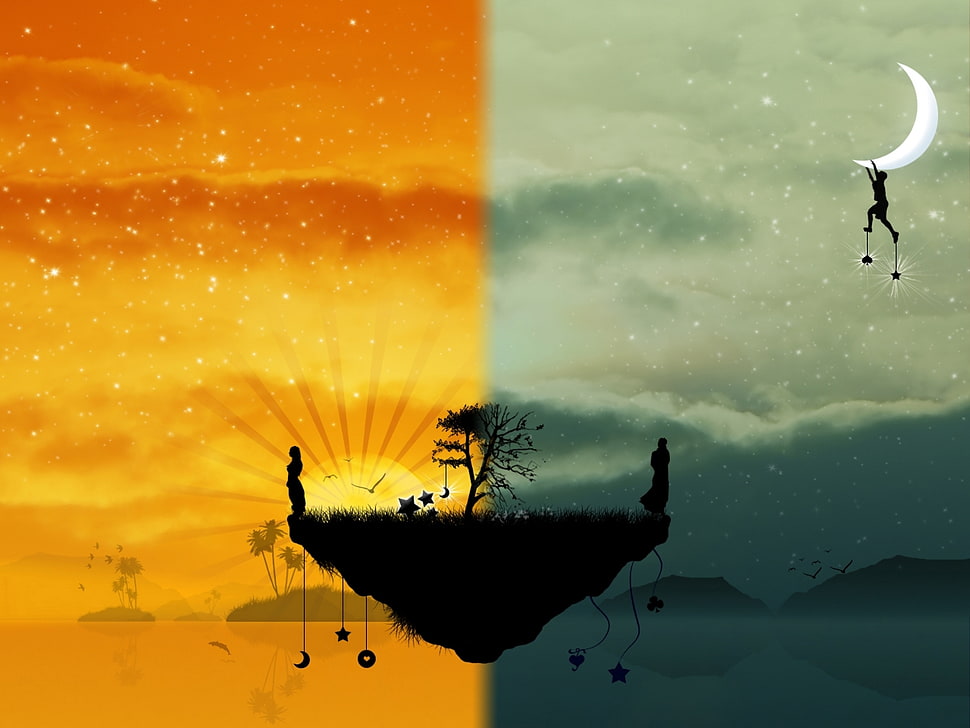 Night And Day Illustration Hd Wallpaper - Two Types Of Dreams , HD Wallpaper & Backgrounds