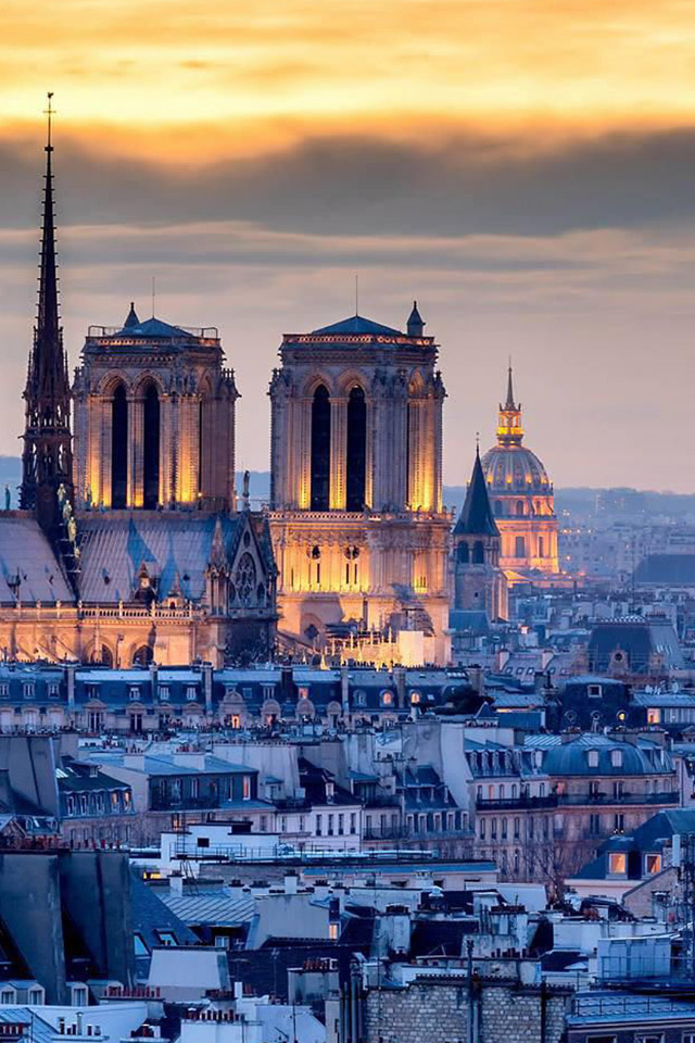 Romantic Paris Night Iphone 4s Wallpaper - Dachy Paryż , HD Wallpaper & Backgrounds