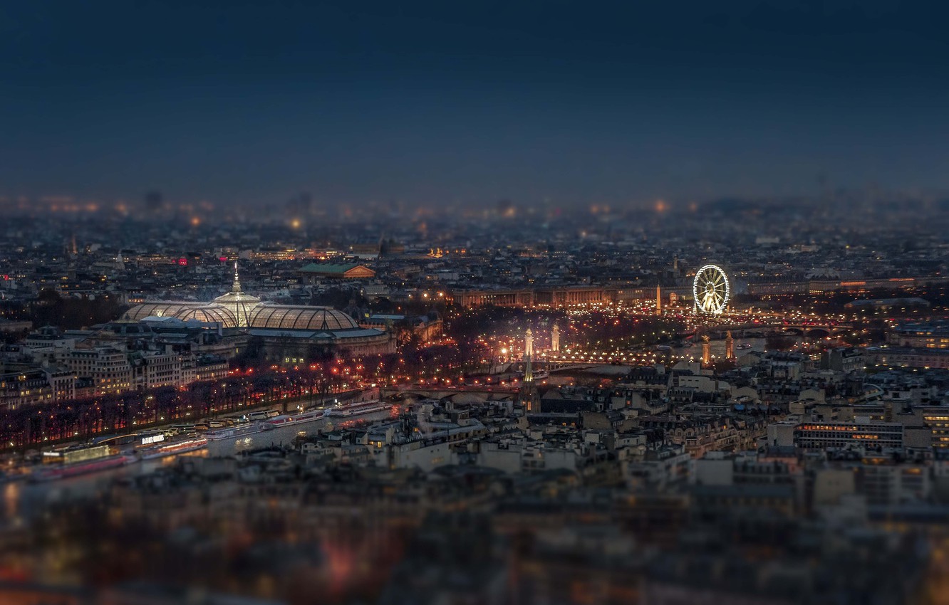 Photo Wallpaper Lights, Paris, Night, France, Bridges, - Vue Paris La Nuit , HD Wallpaper & Backgrounds