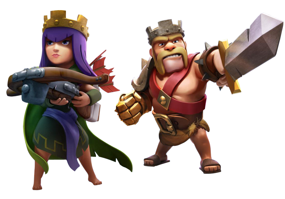 Barbarian King And Archer Queen - Clash Of Clans Png , HD Wallpaper & Backgrounds