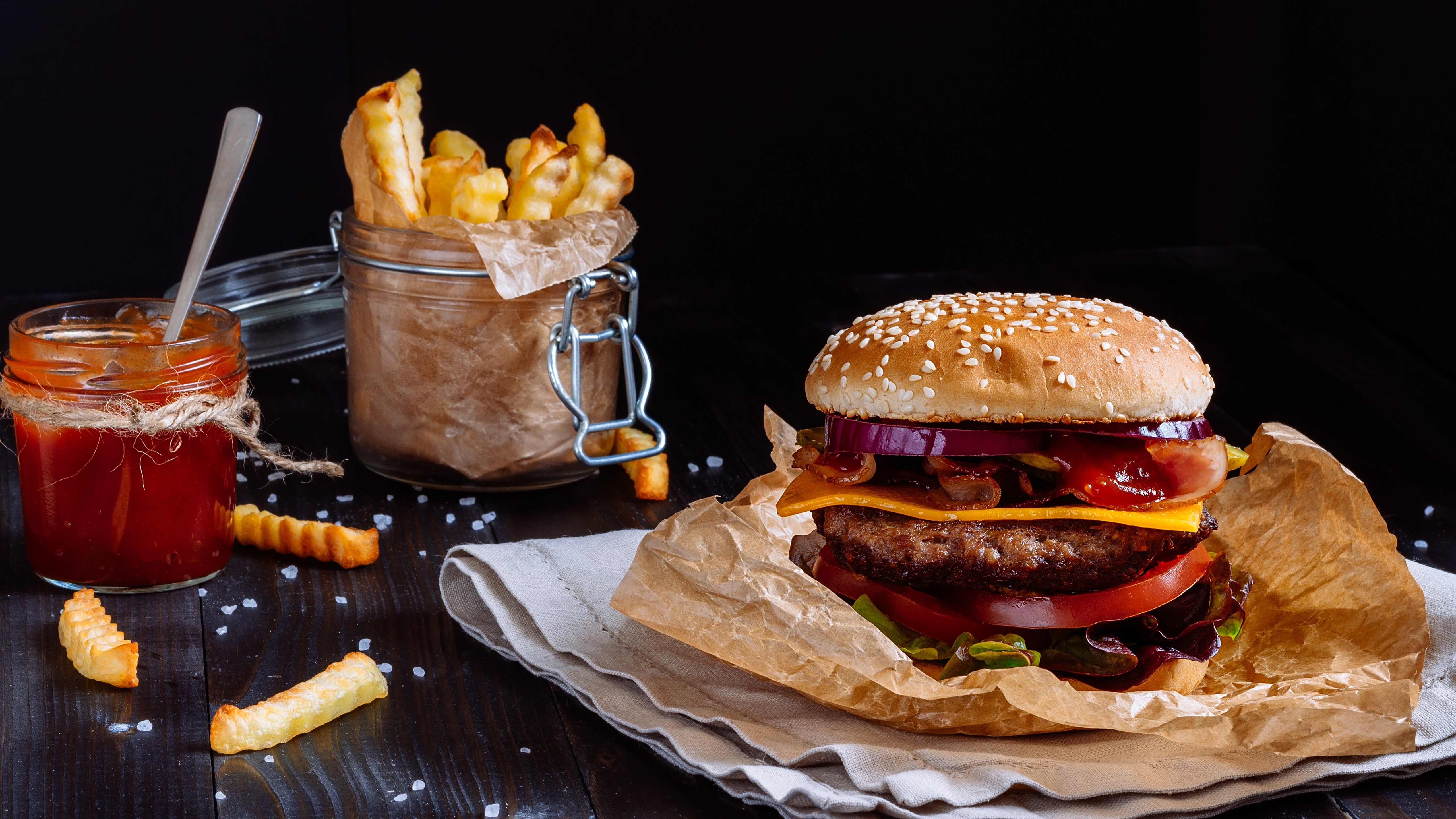 Wallpaper Hamburger, Sandwich, Fast Food - Fast Food Wallpaper 4k , HD Wallpaper & Backgrounds