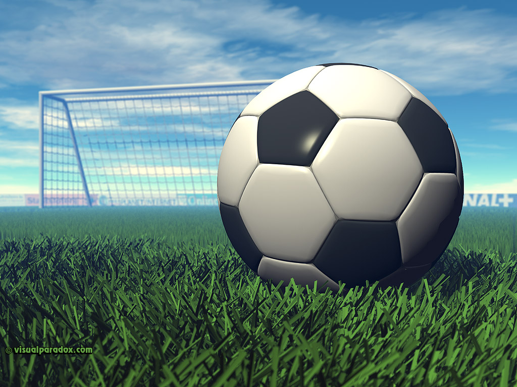 Sport Football Goal Grass Game Ball Kick Sports 3d - Football Ball In Goal , HD Wallpaper & Backgrounds