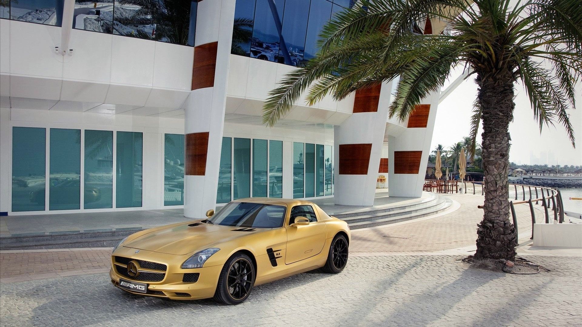 Cars Dubai Vehicles Mercedes-benz Mercedes Benz Sls - Sls Amg Desert Gold , HD Wallpaper & Backgrounds