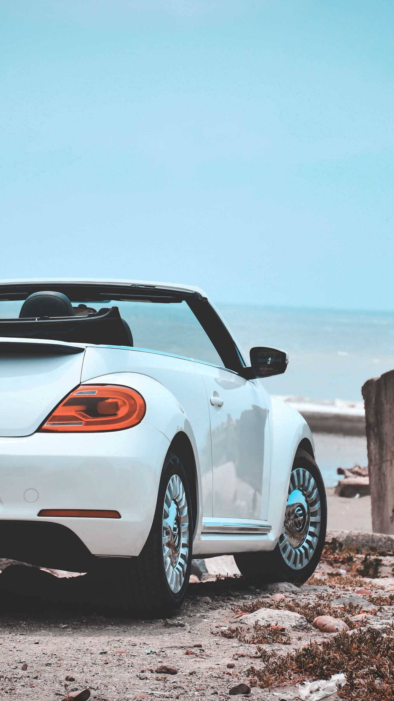Wallpaper Volkswagen Beetle Cabriolet White Sea Volkswagen